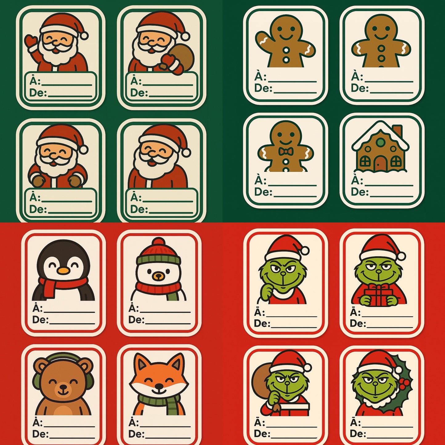 4 palettes d’autocollants de Noël
