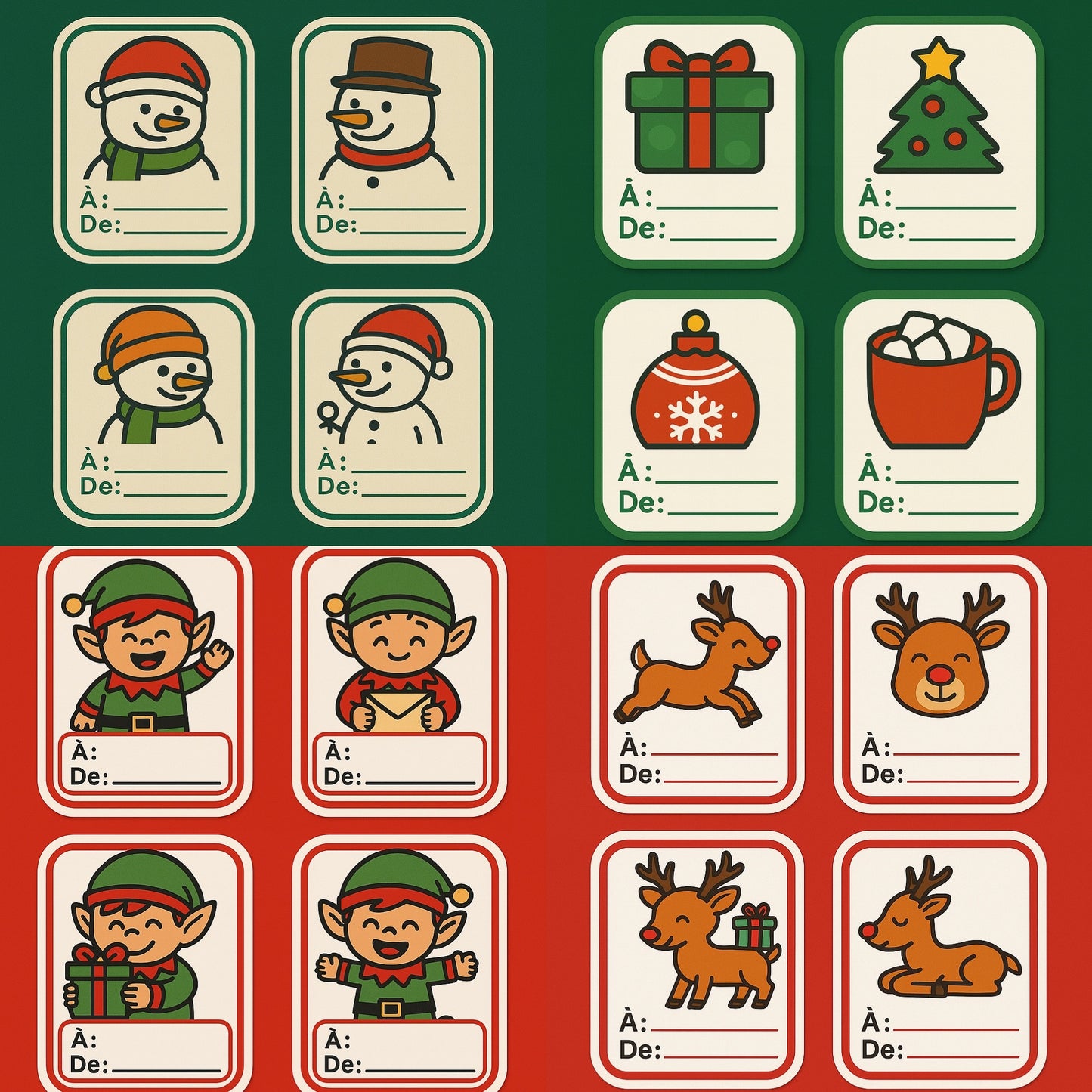 4 palettes d’autocollants de Noël